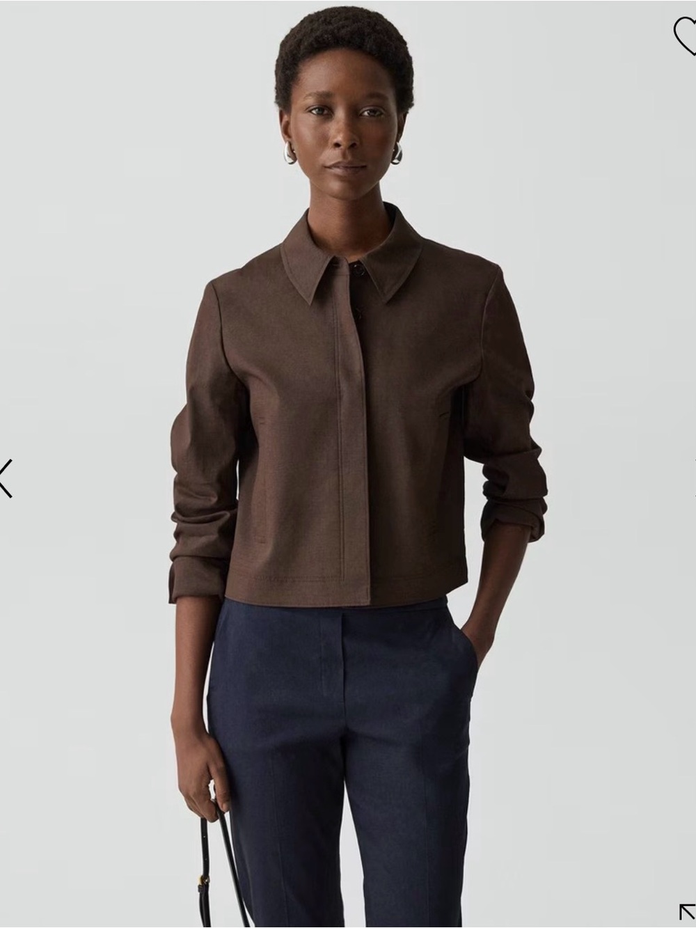 Theory Chocolate Brown Cropped Shirt Jacket